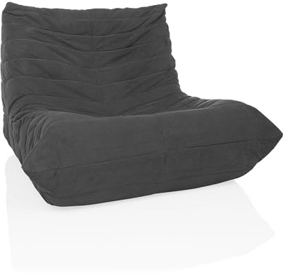 hjh LIVING Sitzsack Bodensofa mit Rückenlehne SITZOLO Bequemer Bodenstuhl Sessel für Schlafzimmer Wohnzimmer, Cord-Stoff Dunkelgrau