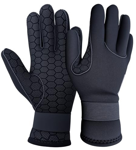 Dizokizo Neoprenhandschuhe, 3 mm Dicke Fünf-Finger-Winterhandschuhe, rutschfeste Neopren-Tauchhandschuhe zum Tauchen, Surfen und Kajakfahren