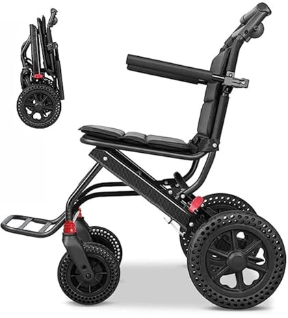 Sedia a rotelle portatile pieghevole e leggera for anziani, sedia a rotelle da trasporto in alluminio ultraleggero con freno for uso domestico e in viaggio
