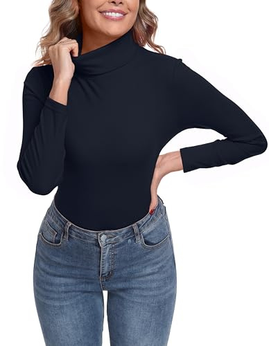IWOLLENCE Turtleneck Women Thermal Tops Polo Neck Jumpers Long Sleeve | Thermal Base Layer Top Ladies Thermal Vests
