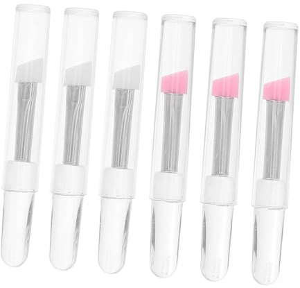 ARTSEWPLY 6piezas Brochas Maquillaje Silicona Reutilizables Para Ojos Con Tapa Transparente Pinceles Pequeños Para Sombra y Cuidado Ocular Accesorio Portátil Rosa y