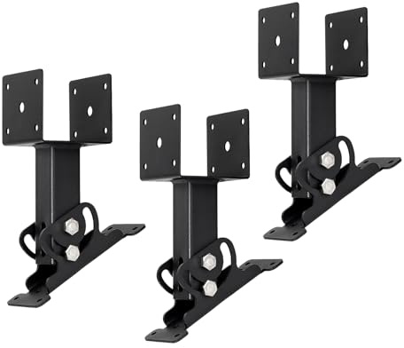 Pergola Halterung 3 Stück 9x9 cm (3,5 Zoll) – Schwerlast Dachhalterung Metall Verstellbar für Terrasse, Balkon & Gartenüberdachung, Schwarz