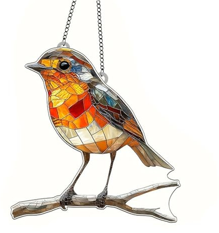 Crystal Bird Sun Catcher, 20x20cm Acrylic Hanging Garden Suncatcher Robin Ornaments, Suncatchers for Windows, Beautiful Robin Gifts, for Home Windows, Garden Decoration, or Friend's Gift