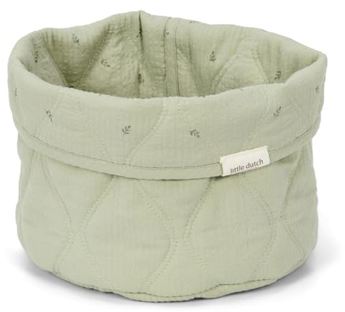 Little Dutch Wickeltischkörbchen Körbchen Korb Utensilo Organizer für den Wickeltisch Baby wendbar Rund - Sage grün - Pure