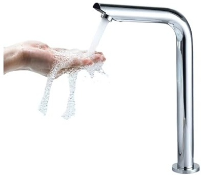 Bathroom Faucet Smart Sensor Basin Faucet Automatic Touch Free Infrared Tap Touchless Hot Cold Water Mixer Single Hole Sink Taps(15CM-DC-Mixed)