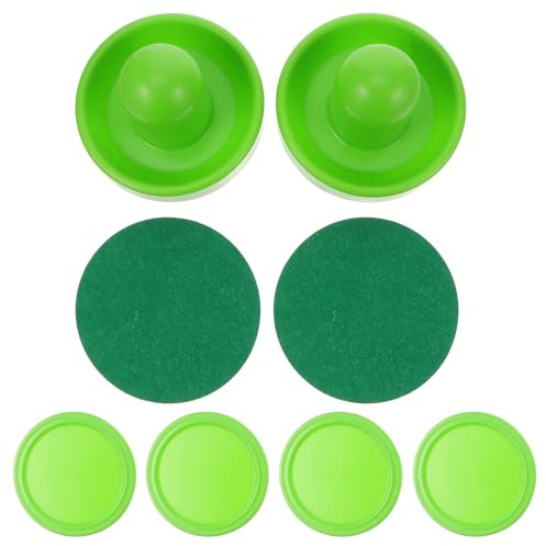 Kichvoe Pousseurs et Palets de Hockey sur Air Abs 76 Mm, Ensemble 6 Pièces Vert, Accessoires de Rechange pour Table de Hockey sur Air, Matériel Sport pour Jeu en Salle et Loisirs