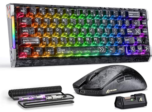 ATTACK SHARK R68 HE Set Composto da Tastiera Magnetica con Cavo e Mouse da Gioco Wireless R11 ULTRA in Fibra di Carbonio, 8000Hz Rapid Trigger, 0,005mm RT Accuracy, 49g SUPERLIGHT Mouse, Ink Shade