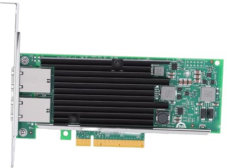 Yctze Tarjeta de Red de Doble Puerto RJ45 de 10 GB, Tarjeta de Red Controladora X540 T2, de PCIe 3.0 X8 con Soporte de Perfil, Ideal para Servidores y Centros de Datos
