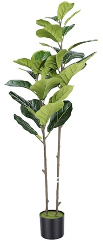 Karlak Planta de Higuera de Hoja Violín Artificial, árbol Lyrata Imitación Realista 3,94 Pies para Decoración del Hogar y la Oficina