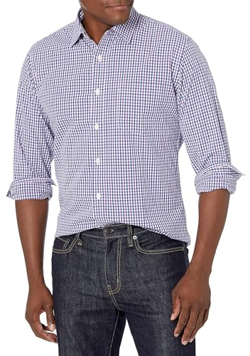 Amazon Essentials Uomo Camicia Casual in Popeline a Maniche Lunghe vestibilità Regular