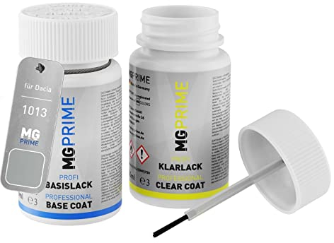 MG PRIME Autolack Lackstift Set für Dacia 1013 Diamant Silber Metallic Basislack Klarlack je 50ml