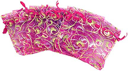 YFZYT 100 Stück Bunte Organzasaeckchen Organzabeutel Gastgeschenke Bonbons Organza Kordelzug Schmuckbeutel für Hochzeit Weihnachten Party Garten - 10x15 cm/3.94x5.91 zoll, Rose Rot#1