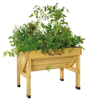 VegTrug Hochbeet Classic 1 m - Natural - 103x76x80 cm - ergonomisch | Pflanzkasten aus 100% FSC-Zedernholz - wetterfest für Balkon, Terrasse & Garten - platzsparendes Pflanzbeet mit Vlieseinlage