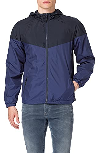 Urban Classics Herrjacka, windbreaker 2-Tone Tech vindjacka, övergångsjacka för män i många färger, storlekar S–5XL, Mellannatt marin/mörkblå, M