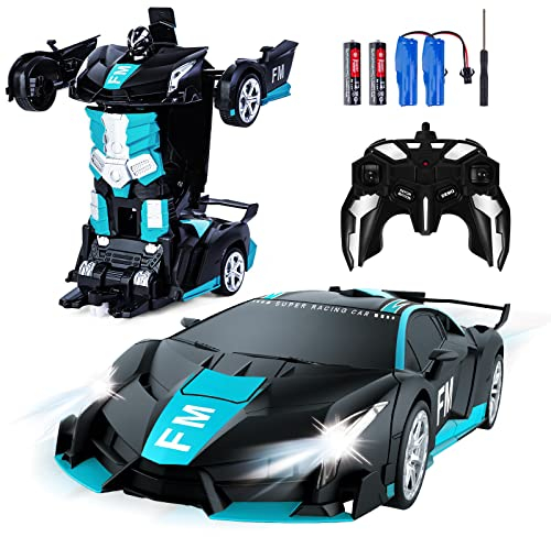Kazzley Transformator Spielzeug mit Gestensensor für Kinder 3-12, Ferngesteuertes Auto mit Licht und Sound, Transform Roboter Auto mit 2,4 Ghz Fernbedienung Akkus, Jungen Spielzeug Geschenk