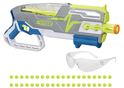 Nerf Hyper Siege-50 Pump-Action Blaster and 40 Nerf Hyper Rounds, 110 FPS Velocity, Easy Reload, 50-Round Capacity, Multi-coloured, One Size