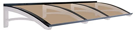 Vordach aus hölzern für den Außenbereich Farbe Weiss und grau, Bronziert kompakte Polycarbonatabdeckung, Modell Legno ONDA, Haustür-Vordächer Größe 100 x 300 cm