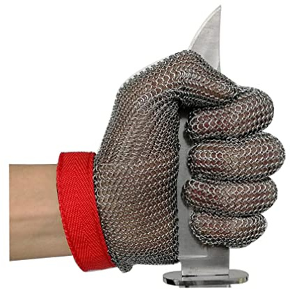 Schnittfeste Handschuhe 304 Edelstahl-Draht Metallhandschuhe, Sicherheitsarbeitshandschuhe, Küchennetzgereisfeste, Die Resistente Stabbeständige Schutzhandschuhe Schneiden (Size : 1 Piece/M)