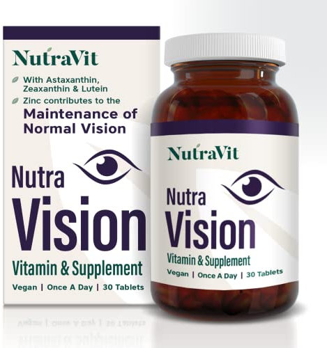 NUTRAVISION - Eye Support Vitamin | Eye Care Supplement - Eye Health Supplement - Includes Astaxanthin, Zeaxanthin & Lutein - 30 Tablets - by Nutra VIT - Vitamin/Supplement