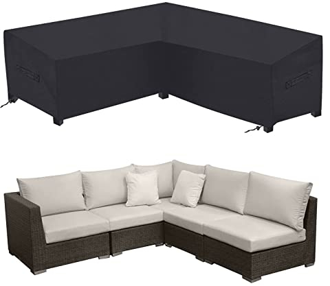 YLZBA L-Form Gartenmöbel Abdeckung,Abdeckung for Ecklounge Wasserdicht Winddicht Schutzhülle for Gartenmöbel L Form, Abdeckplane for Outdoor Ecksofa(286 * 222 * 82cm)