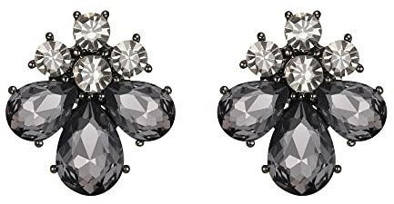 EVER FAITH Blumen Ohrstecker für Damen Mädchen Strass Kristall Hochzeits Braut Tropfen Ohrringe Grau