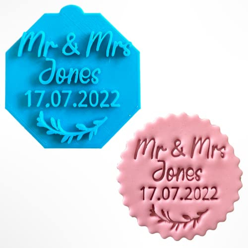Custom Personalised Wedding Names Fondant Stamp Debosser Cupcake Icing Cookie Decoration Cake (10cm)