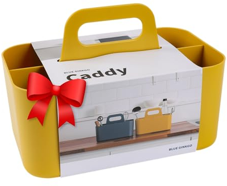 BLUE GINKGO Stapelbarer Organizer-Caddy – Tragbare Aufbewahrung aus Korea für Bad, Büro, Bastel- oder Schulbedarf (Rechteckig, Gelb)