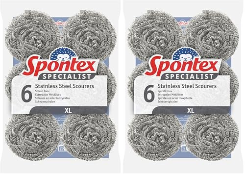 Spontex Specialist Stainless Steel Scourers (Pack of 12)