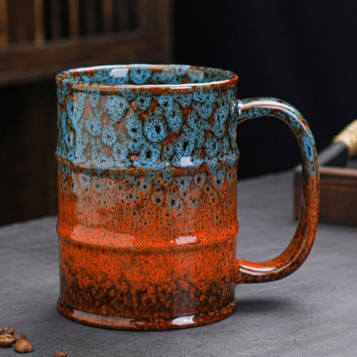 hengshukeji Beer Mugs-Coffee Mug,Large Ceramics Coffee Mugs,600ml/20oz,Extra Large Tea and Coffee Cup for Office and Home，Microwave and Dishwasher Safe (Red)