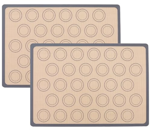 2Pezzi Tappetino Silicone per Amaretti, Macaron - Tappetino da Forno Riutilizzabile in Grigio, Facile da Pulire