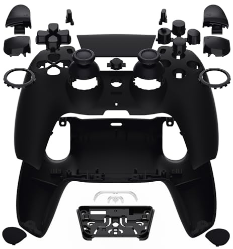 eXtremeRate Luna Coque Complet Boutons Touchpad Cover pour ps5 Manette BDM-030/040/050,Étui de Replacement,Custom Replacement Top Bottom Couvercle Shell pour ps5 Controller,Noir