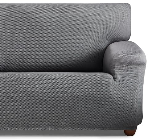 HIPERMANTA Cubresofa Antimanchas. Fundas para Sofa Elasticas. Fundas Sofa. Protector de Sofa. Confort Suavidad Calidad. Tunez Color Gris 3 Plazas (190-240 cm)