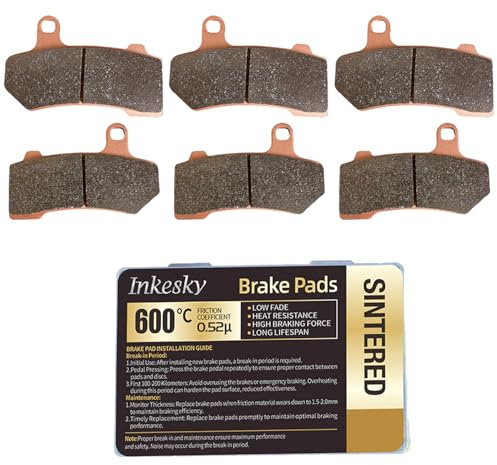 Sintered Brake Pads Compatible with Harley Davidson Touring Family (2008 later+) and V-Rod (2006 later+) for Front & Rear(3 Sets)