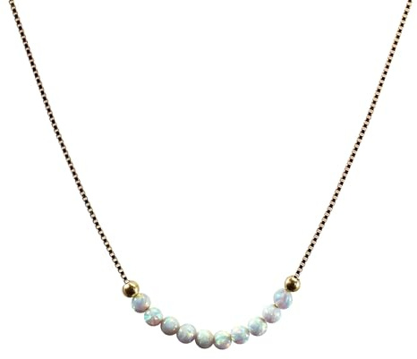 Hochwertige Halskette Mit Weißem Opal Perlen - 3mm Minimalistischer Schmuck, Vergoldete Oder Weiß Rhodinierter 925 Sterling Silber Venezianer Box Kette