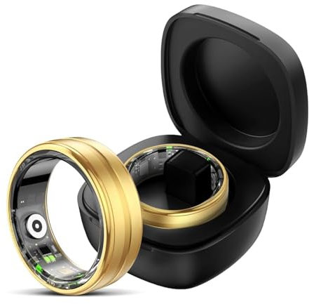findtime Smart Ring Golden Smartringe Herren Damen Smart Ring Android iOS Fitness Ring Tracker Pulsmesser Schlafmonitor Schrittzähler Gesundheitsüberwachung Aktivitätstracker