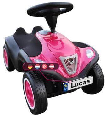 3D-Druck Camper Nummernschilder passend für Bobby Car, 2 individuelle Tretauto Kennzeichen mit Wunschtext, inkl. Befestigung, Made in Germany – für Bobbycar Modell Next, zur Anbringung Vorne & Hinten