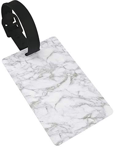 Beige, Carrara-Marmor, Calacatta, weißer Stein, gekacheltes Design, braun, digitaler Kalkstein, 2 Stück, Gepäckanhänger, Sichtschutzabdeckung, Ausweisetikett, Schlaufe und Adresskarte für Reisetasch