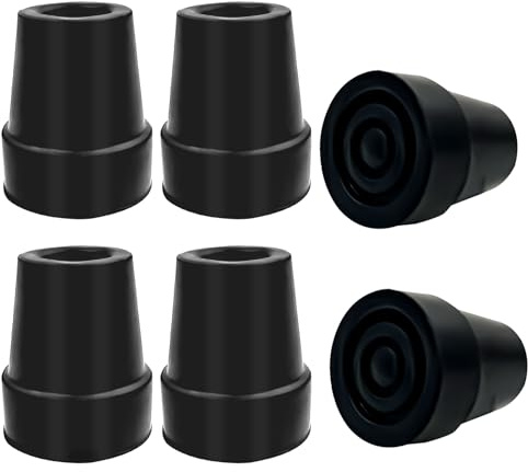 6 stycken promenadkäppar gummibuffert, svarta promenadstavar gummibuffert, halkfria kryckor gummi, stötdämpande gummikäppar, stabila 19 mm promenadstavar gummibuffertar för vandringsstav
