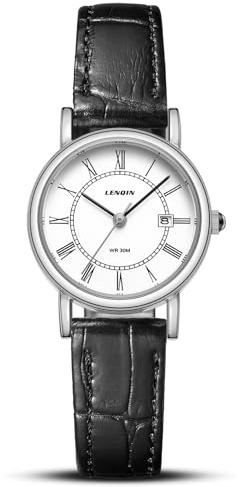 LN LENQIN Uhr Damen Armbanduhr Damen Uhr mit Großen Ziffern Analog Quarzuhr für Frauen mit Lederband