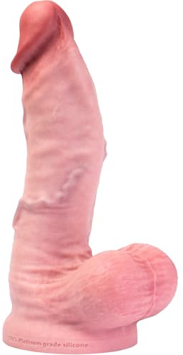 Consolador realista con ventosa fuerte; 5 tamaños; detalles de textura de piel; silicona platino; resistente al agua; glande grande para usar manos libres (S)