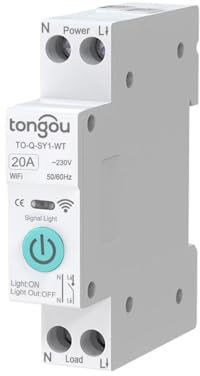 Wanym Interrupteur Connecté WiFi Tuya, 1P 6A 10A 16A 20A 25A 32A 40A 50A 63A, TUYA Zigbee Smart Circuit Interrupteur Smart Home Home Wireless Remote Contrôle WiFi,20a,No Metering