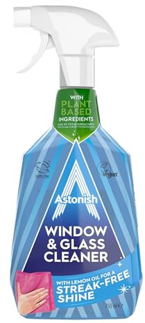 Astonish Window and Glass Cleaner, Vegan and Cruelty Free Spray, 750ml, Eucalyptus and Lemon