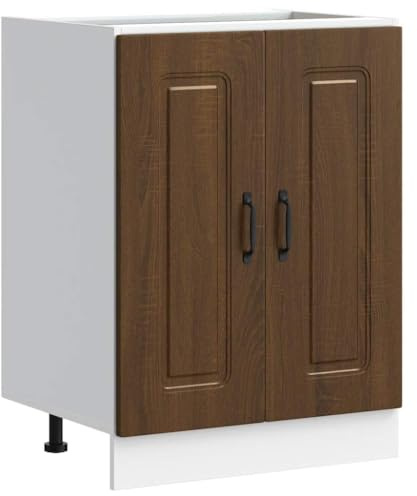 HETFTJN Vetrina Soggiorno Armadio Cucina Mobiletto Cucina Mobile da Cucina - Mobile base lavello Kalmar Rovere Marrone 60x46x81,5 cm per Cucina Esterno Bagno Soggiorno