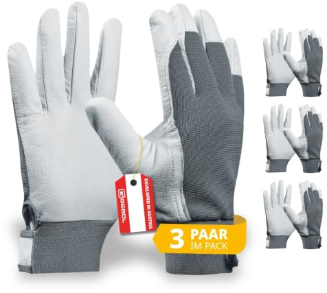 Gebol Uni Fit Comfort Arbeitshandschuhe, 3 Paar, Gr. 8/M, atmungsaktiv | Für Werkstatt, Bau & Industrie, sicherer Halt bei jedem Griff, feines Tastgefühl, angenehme Passform, elastischer Bund