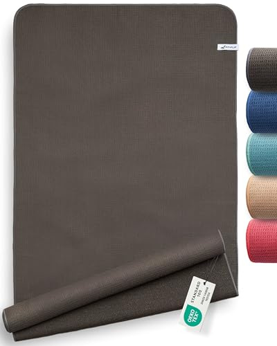Fit-Flip Yoga Handtuch rutschfest als hygienische Auflage zum Sport | Anthracite, 185x63 cm, Mikrofaser Yogatuch, Yogamatte, für Fitness, Pilates Handtücher, Antirutsch mit Bodenhaftung, Hot Yoga
