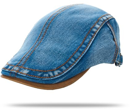 YAMEE Baskenmütze Herren & Damen Denim Vintage, Atmungsaktiv Sonnenschutz, Flat Cap Klassisch Einfaches, Verstellbar, Newsboy Cap Unisex Casual