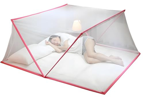 Moustiquaire professionnelle respirante ; installation facile pour un sommeil sans moustiques (rose, 190 x 160 x 80 cm)