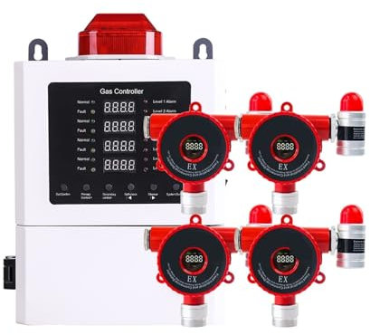 Rilevatore Gas, Kit rilevatore perdite gas industriali - Gas combustibile, CH4, GPL, antideflagrante, allarme gas tossico(LEL four channel)