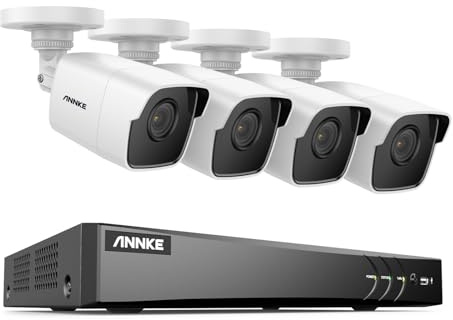 ANNKE 5MP CCTV Camera System, 4K 8 Channel H.265+ DVR, 4X 5MP Wired Outdoor Security Bullet Cameras, Smart Human/Vehicle Detection, 100ft IR Night Vision, Smartphone Access
