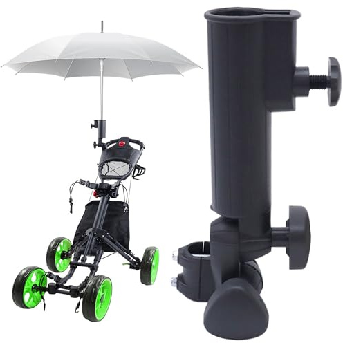 SYXLS Universal Golf Regenschirmständer, 180° verstellbar, Sonnenschirmständer, Regenschirmständer, Golfwagen Regenschirmständer, Hands Free Push Rod Regenschirmständer, Bohrung Erforderlich